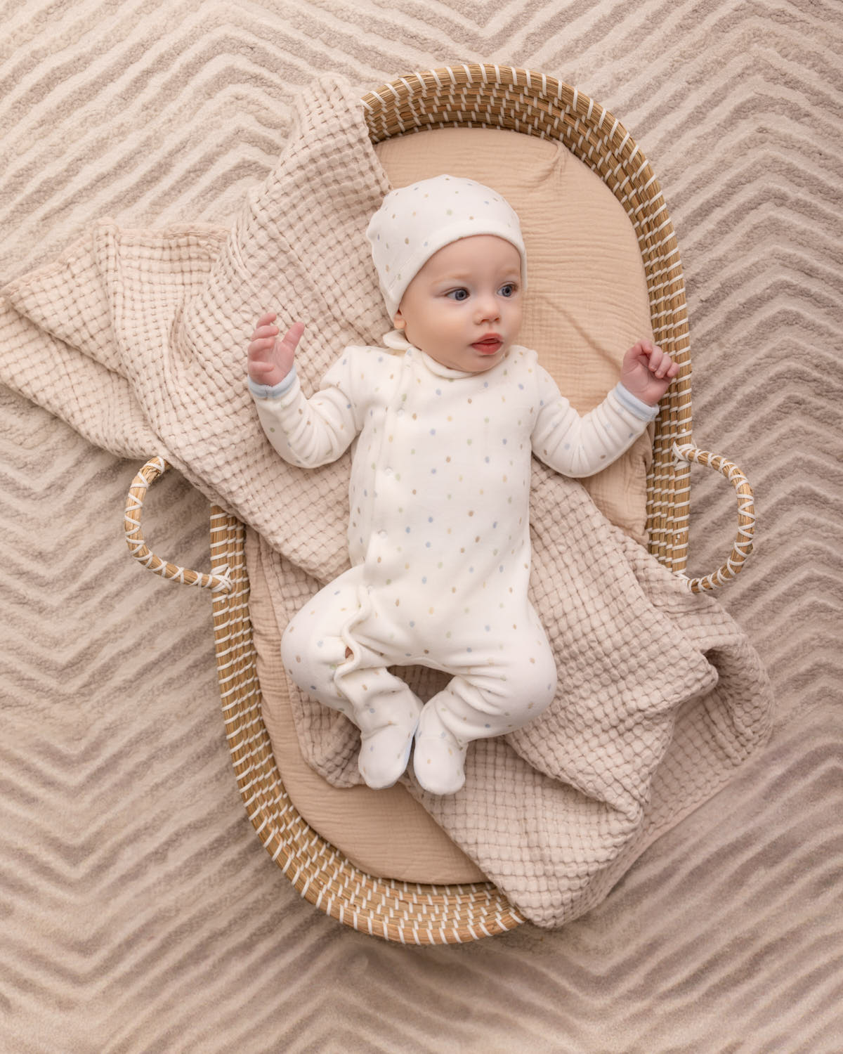 2 Piece Baby Boys "Playful Dots" Velour Footie Set