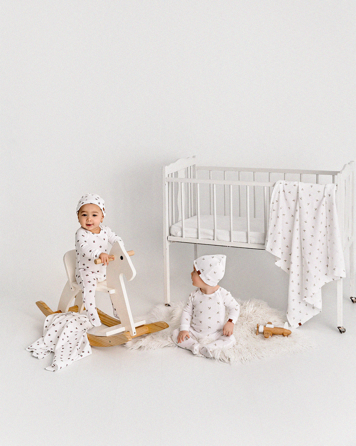 3 Piece Baby Girls "Flower Bud" Ribbed Cotton Rich Footie Set