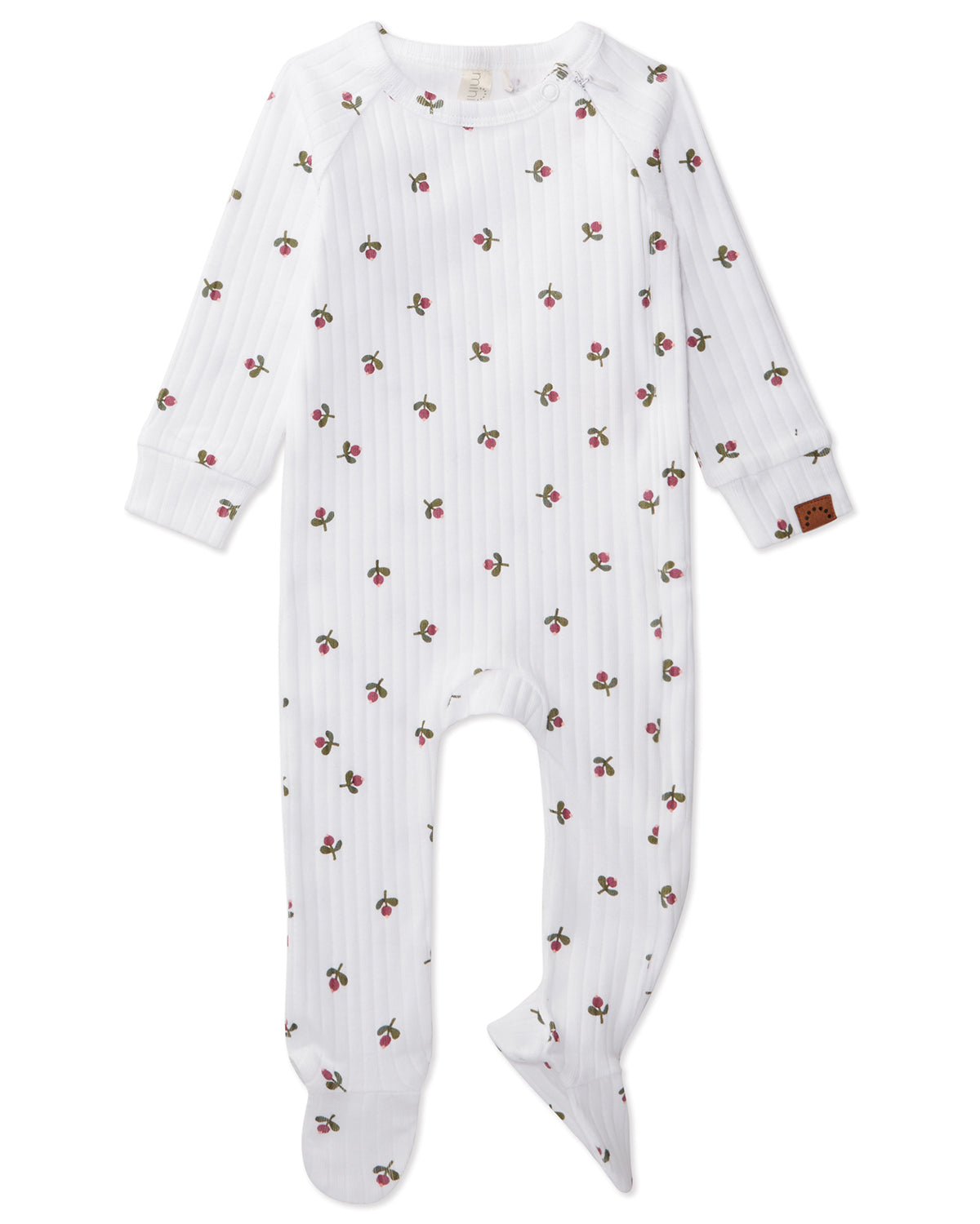 3 Piece Baby Girls "Flower Bud" Ribbed Cotton Rich Footie Set
