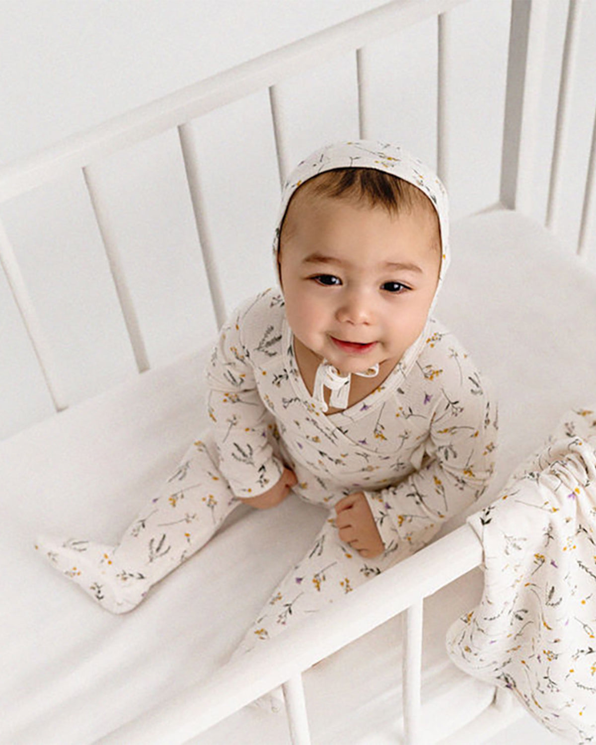 4 Piece Baby Girls "Pretty Petals" Rayon Blend Pointelle Footie Set