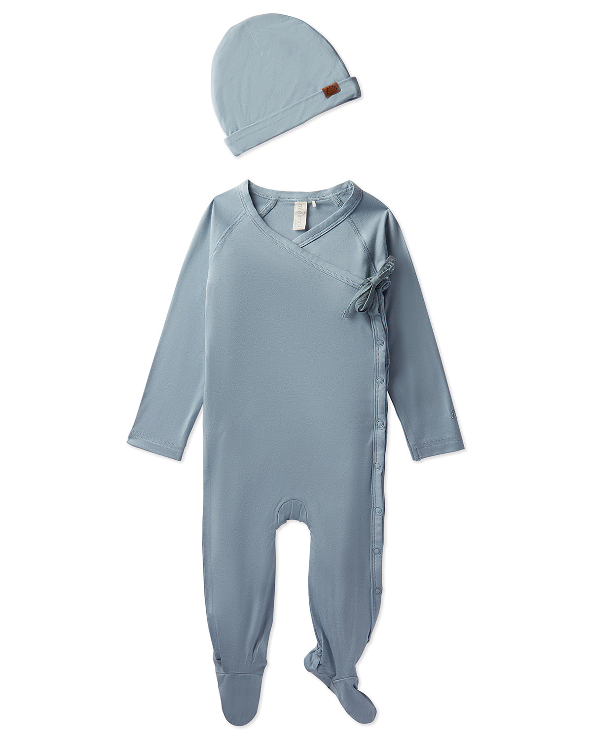 2 Piece Set Baby Crossover V-Neck Modal-Blend Footie and Beanie