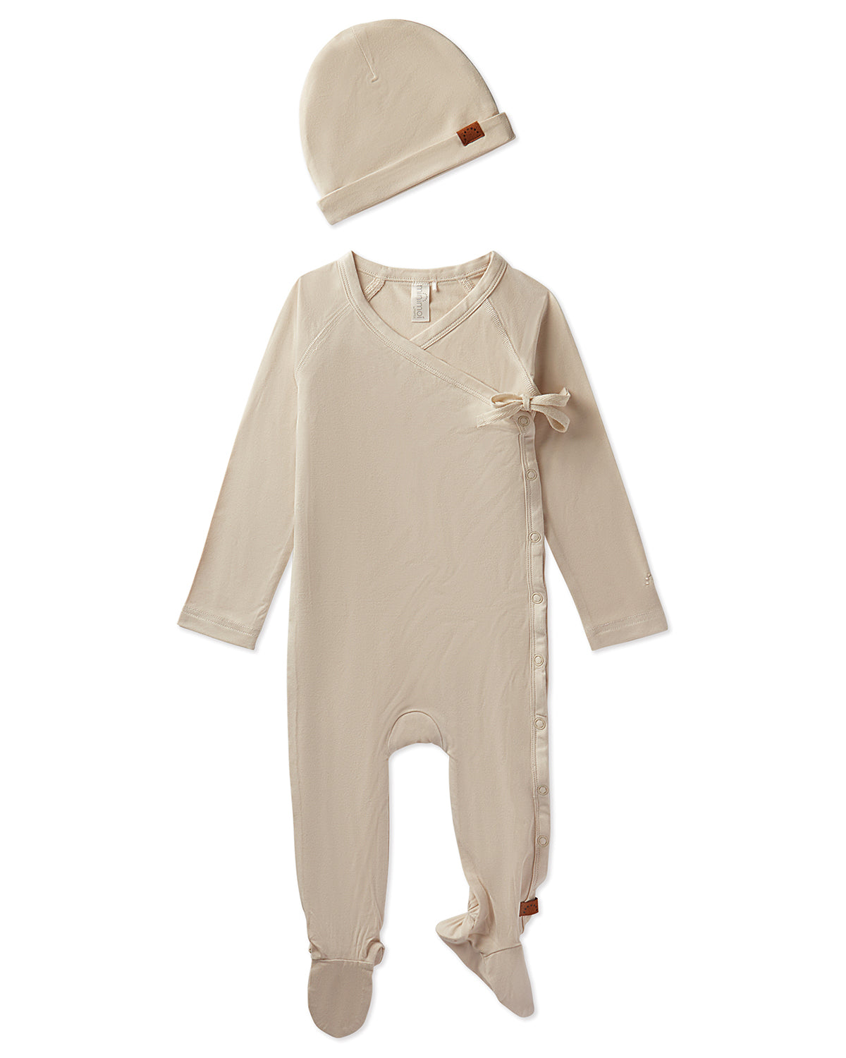 2 Piece Set Baby Crossover V-Neck Modal-Blend Footie and Beanie