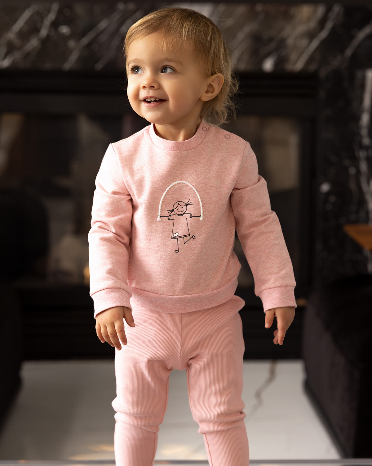 2 Piece Baby and Toddler Girls "Catch Me If You Can, I'm Jumping Rope" Cotton Rich Legging Set