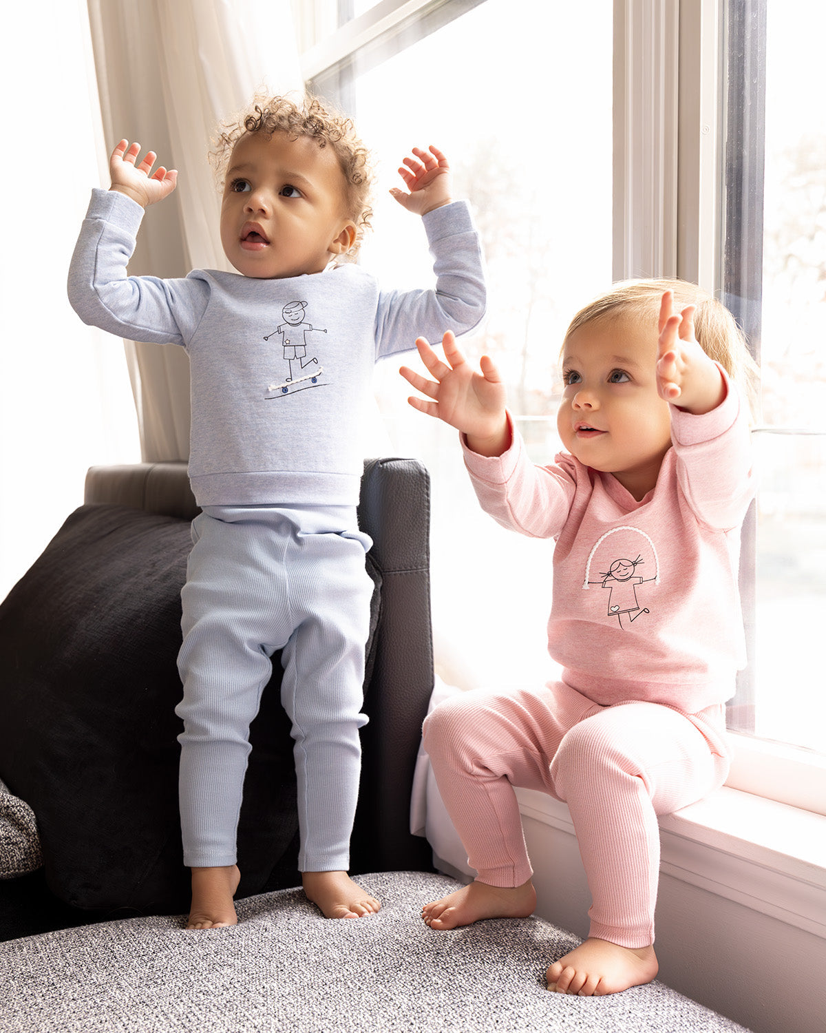 2 Piece Baby and Toddler Girls "Catch Me If You Can, I'm Jumping Rope" Cotton Rich Legging Set