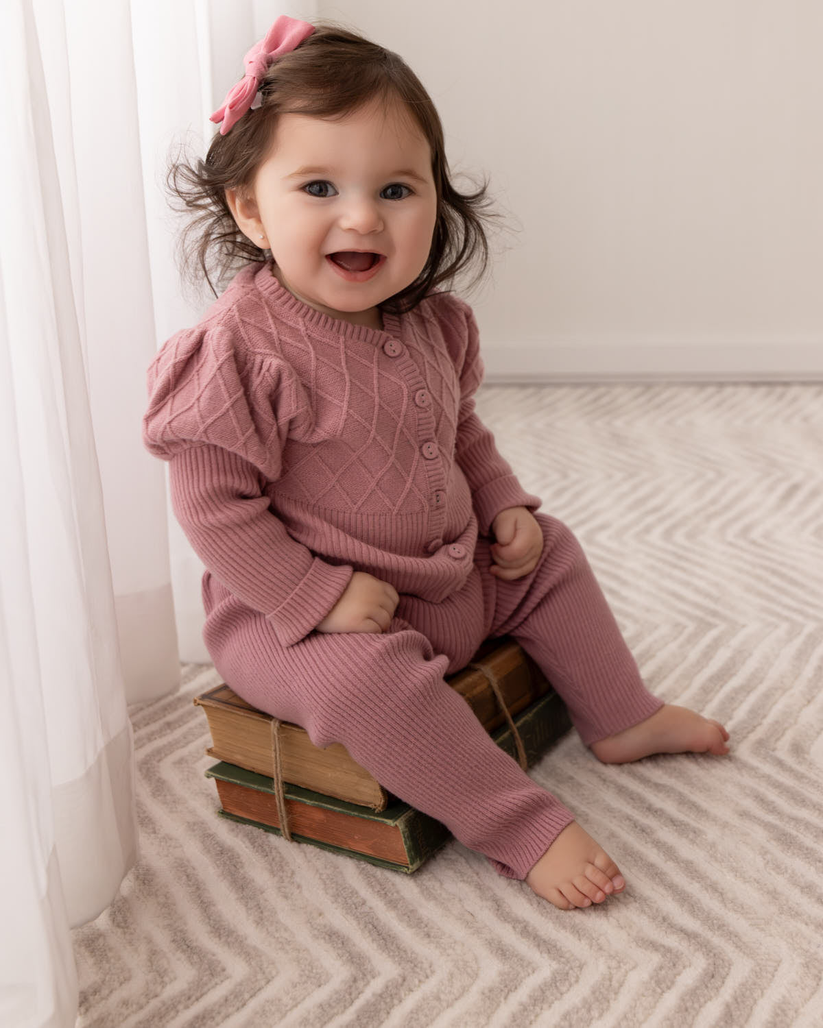 2 Piece Baby and Toddler Girls "Juliet" Mixed Knit Cardigan and Leggings Set