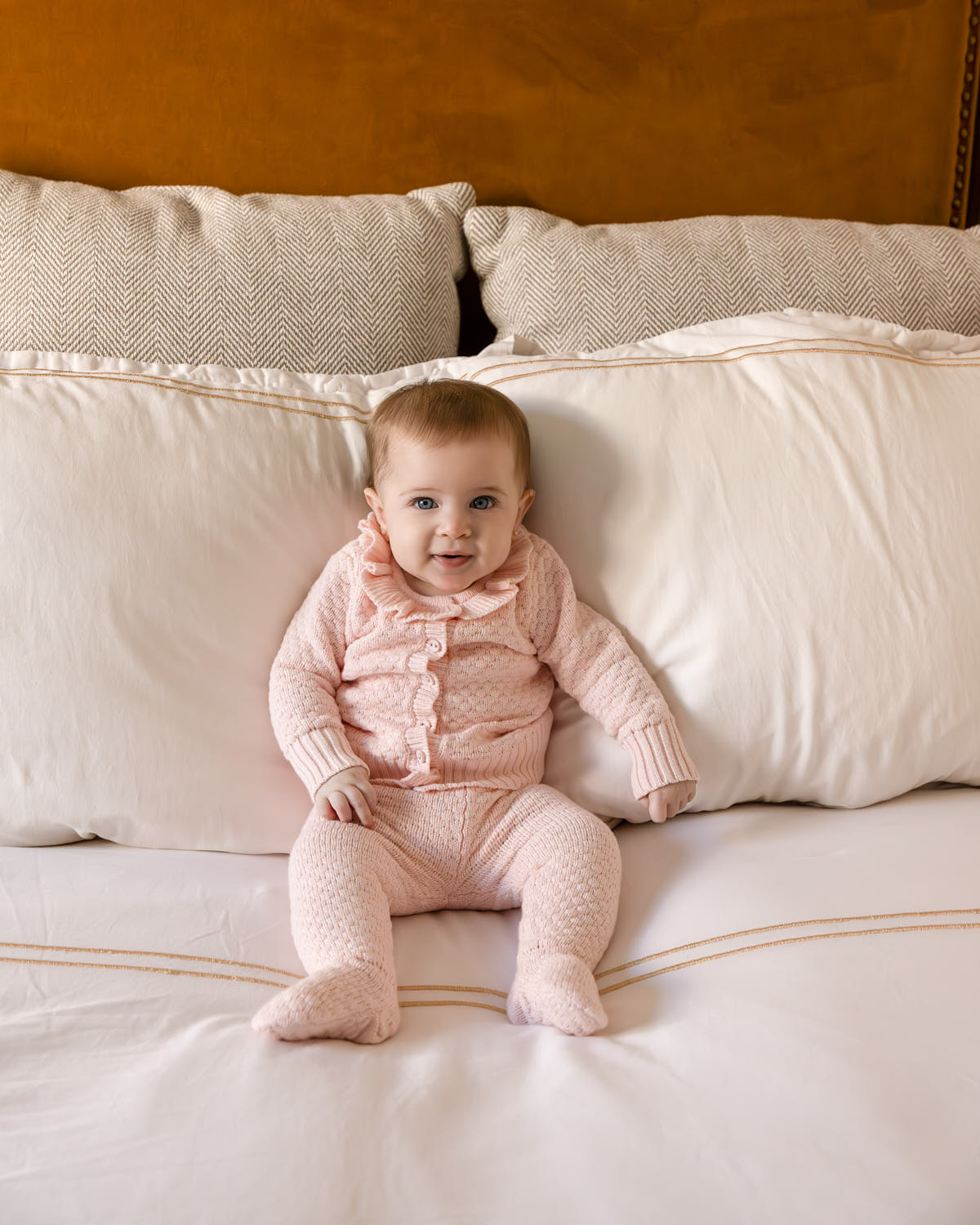 2 Piece Set Baby Girls 100% Cotton Knit Cardigan and Footed Pant