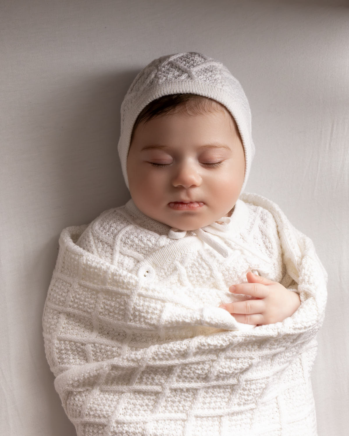 3 Piece Baby Unisex "Simply Sweet" White 100% Cotton Knit Cardigan Set