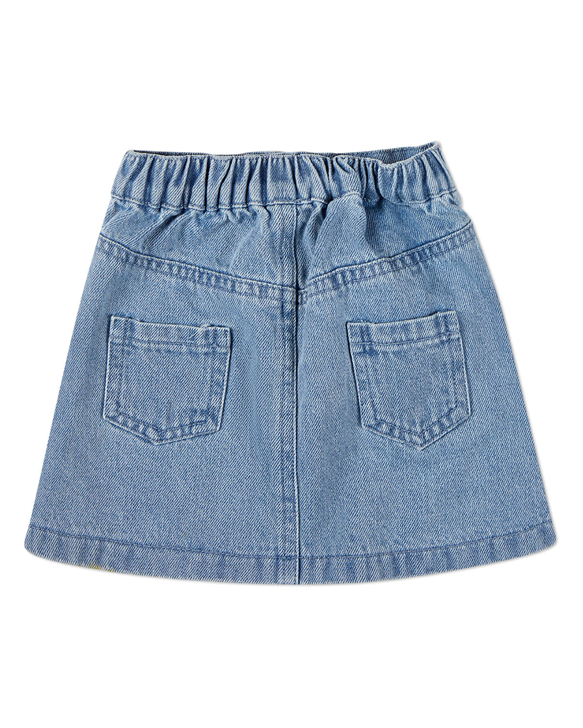 Girls 100% Cotton Blue Denim Back-Elastic Skirt