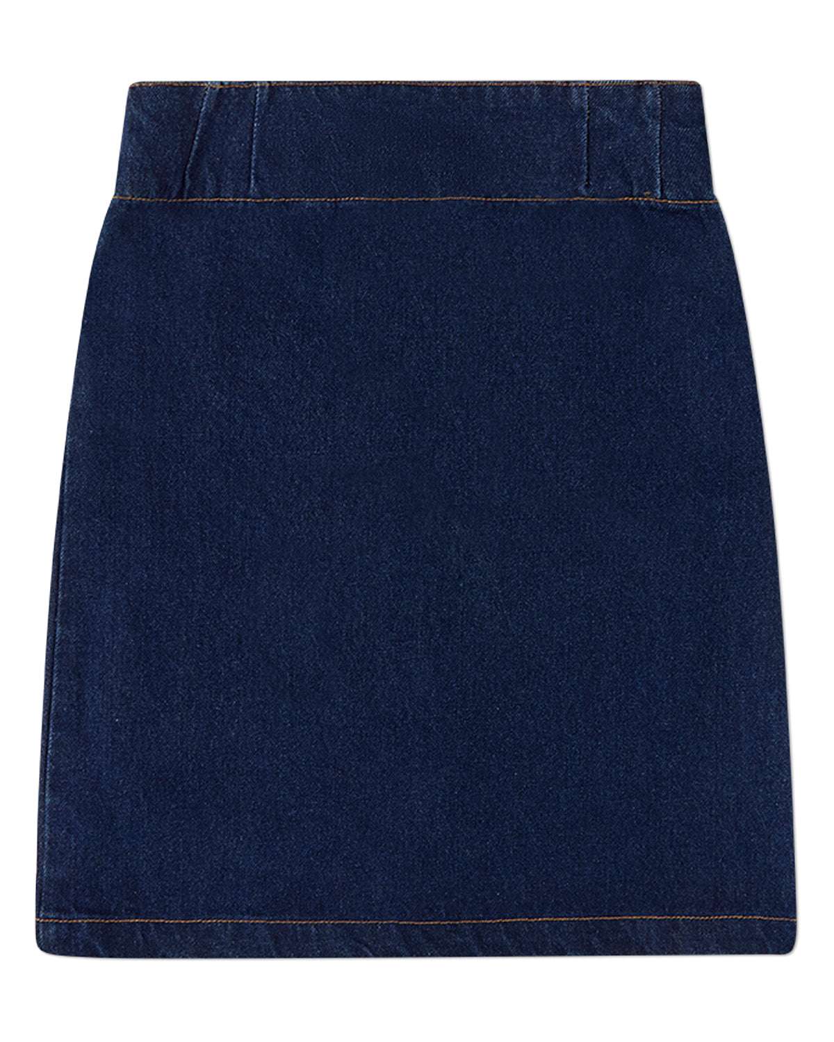 Girls 100% Cotton Denim Long Skirt with Braided-Trim Pockets
