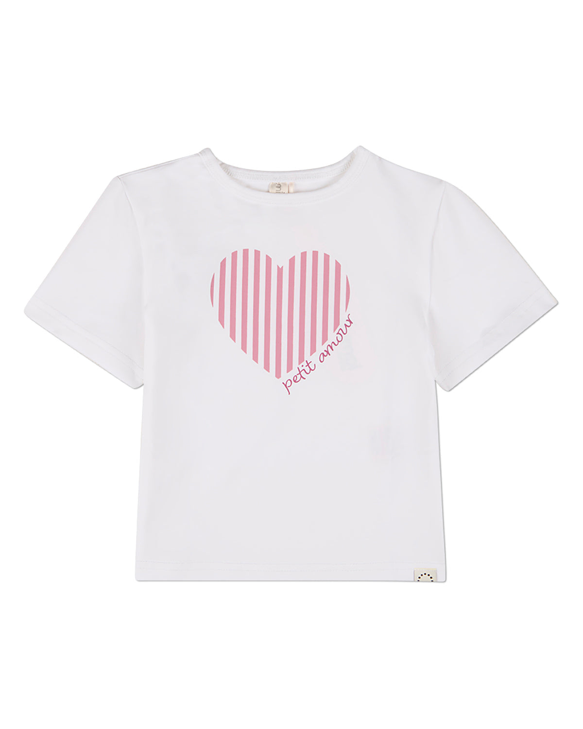 Girls "Petit Amour" Heart-Themed Cotton-Rich Short-Sleeve T-Shirt