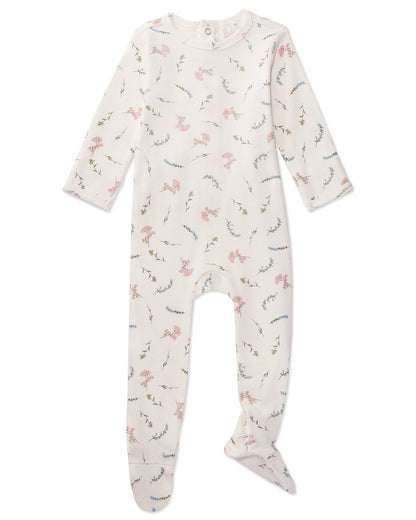 Baby and Toddler Girls Mini-Ribbed 100% Cotton Floral Footie with Foldover Hand Covers