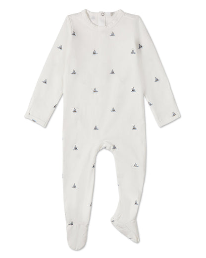 Baby and Toddler Boys "Little Sailboats" Cotton Rich Footie