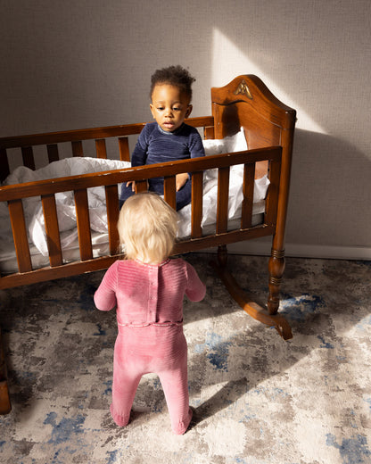 Baby and Toddler Cotton-Rich Drop-Needle Footie With MiniMoi Trim