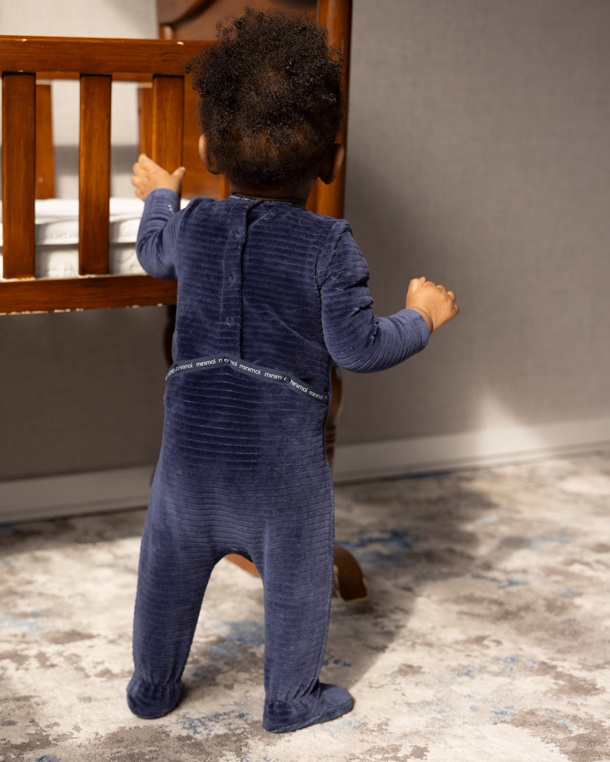 Baby and Toddler Cotton-Rich Drop-Needle Footie With MiniMoi Trim