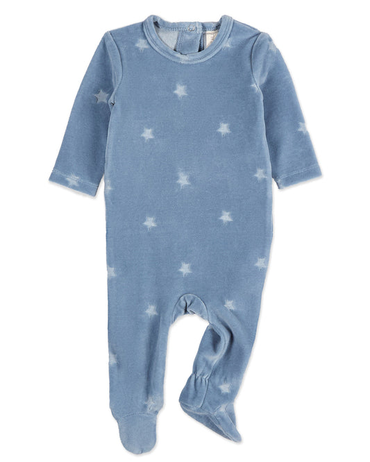 Baby Boys "Velvet Star" Cotton Rich Velour Footie
