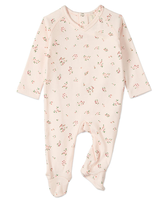 Baby Girls "Cameo Florals" 100% Cotton Footie