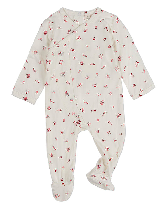 Baby Girls "Blissful Blossoms" Crossover Neckline Footie