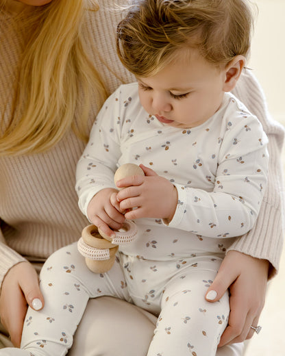 Baby Boys "Blue Foliage" Crossover Collar Footie