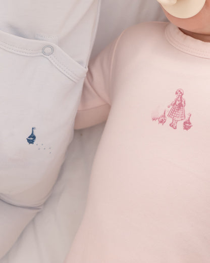 Baby and Toddler Girls "Girl And Her Waddling Ducks" Cotton Rich Footie