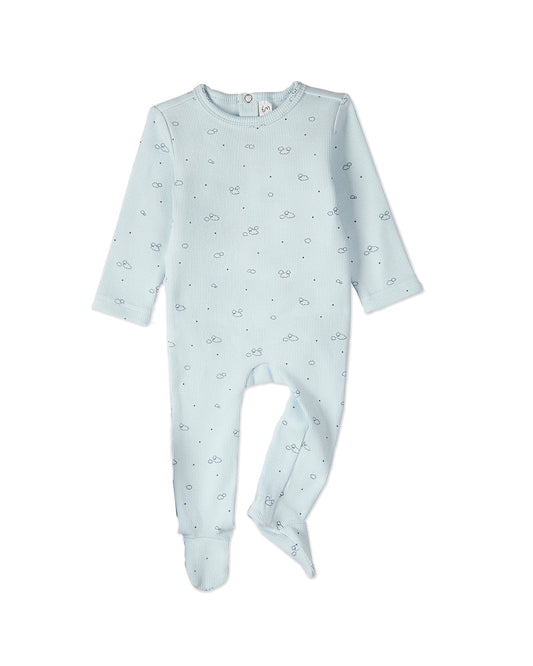 Baby and Toddler Boys "Clouds of Happiness" Cotton Rich Mini-Ribbed Footie