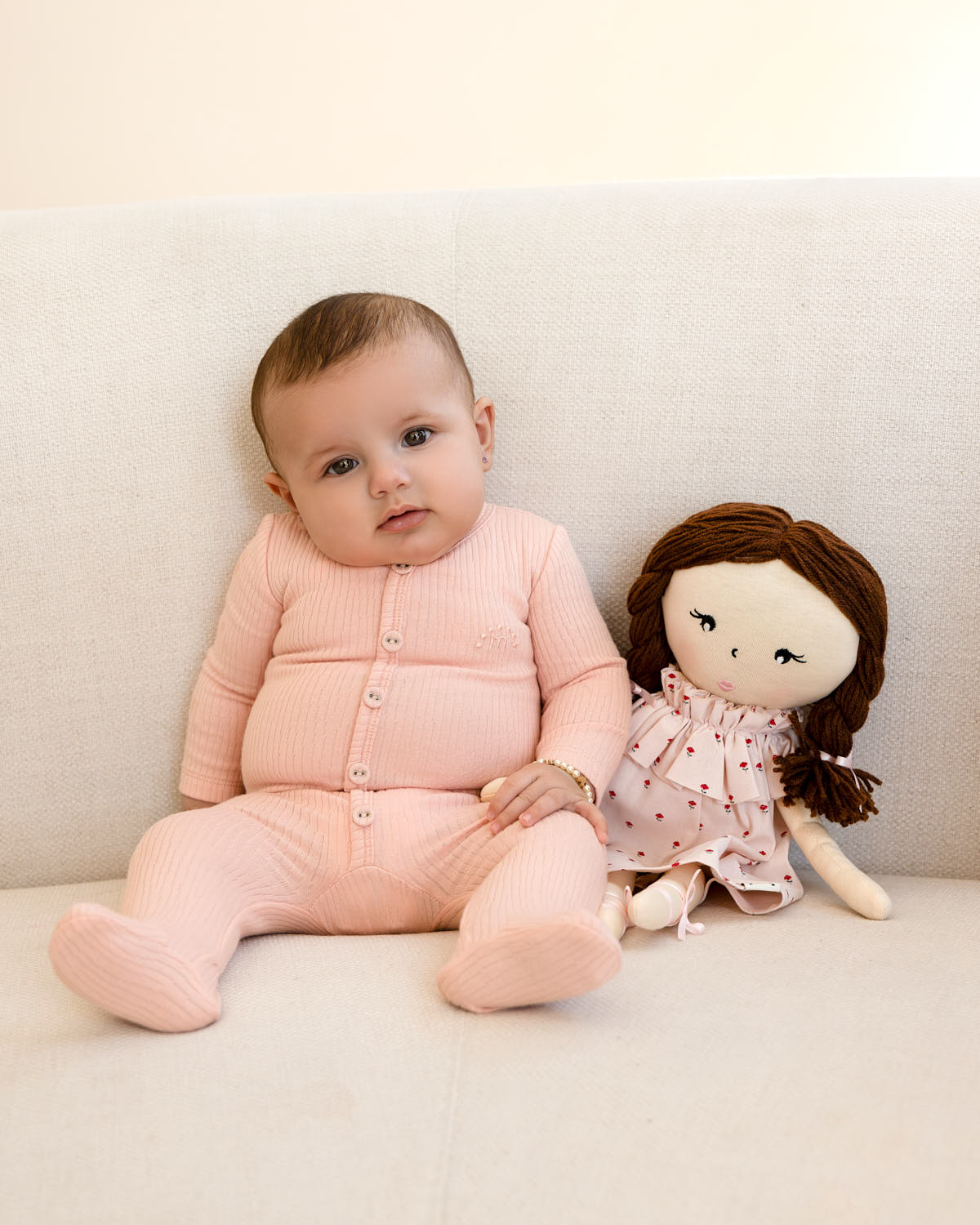 Baby and Toddler Solid Color Ribbed Cotton Blend Button-Down Footie
