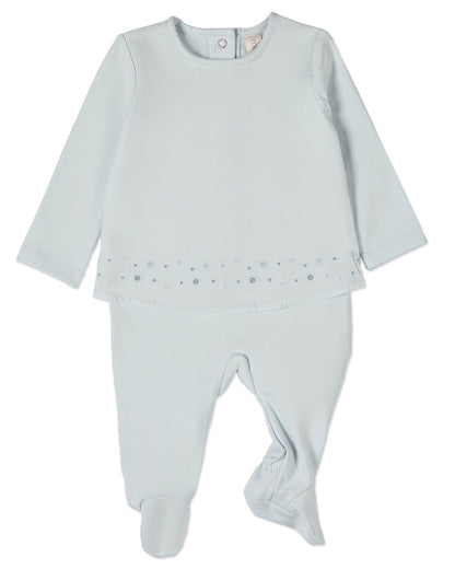 Baby and Toddler Boys "Small Dots" Cotton Rich Double Layer Footie