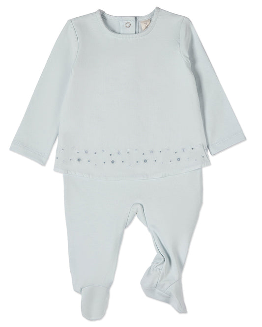 Baby and Toddler Boys "Small Dots" Cotton Rich Double Layer Footie