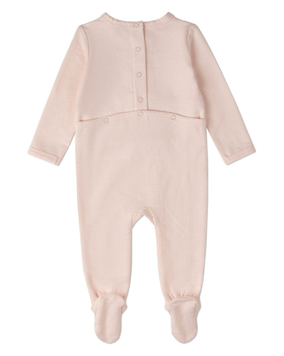 Baby Girls "A Little Flower Power" Embroidered Long-Sleeve Footie