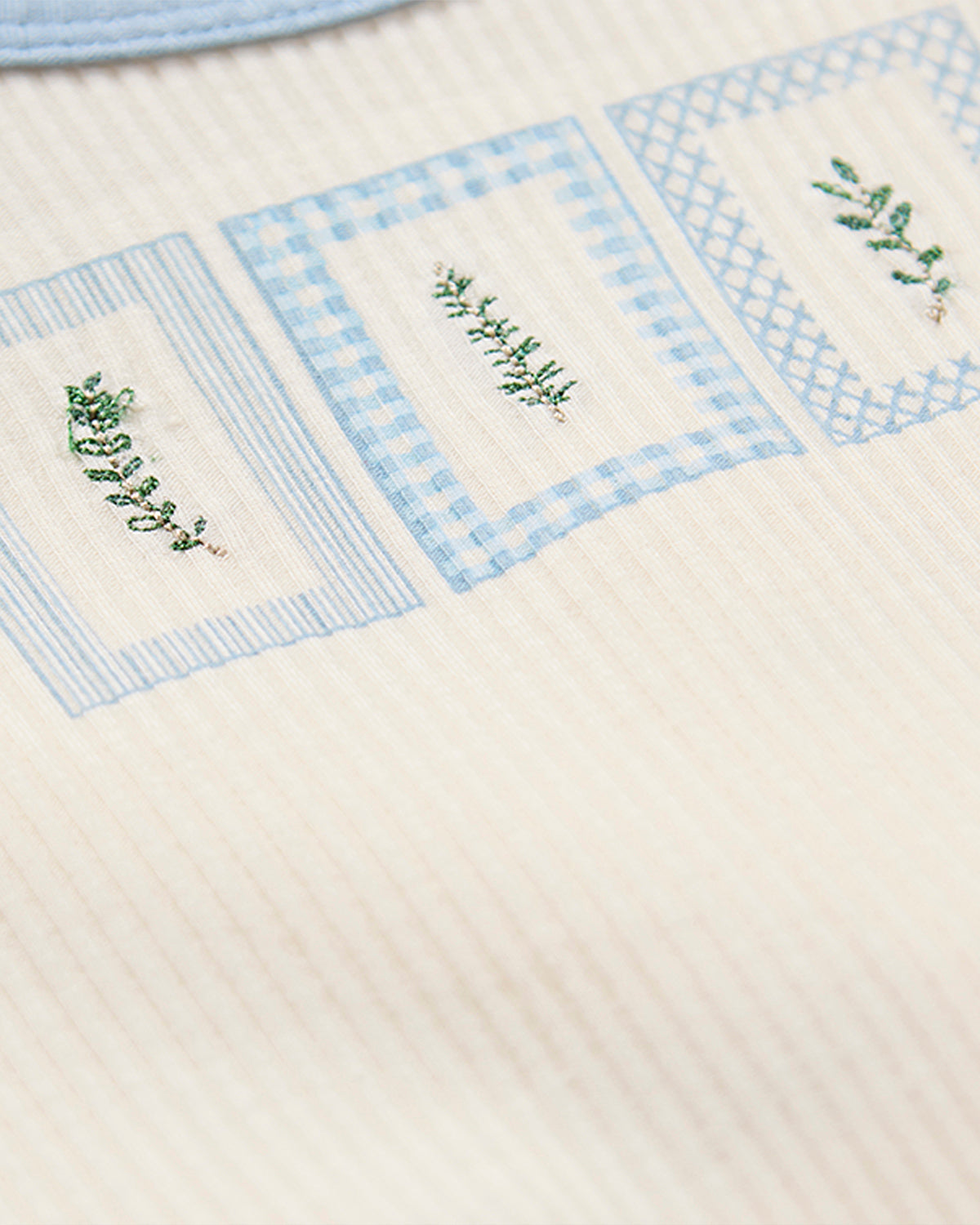 Baby Boys "Framed Foliage" Ribbed Cotton-Blend Embroidered Footie