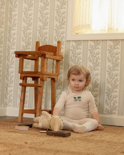 Baby "Bicycle Basket of Blooms" Rayon-Blend Embroidered Footie