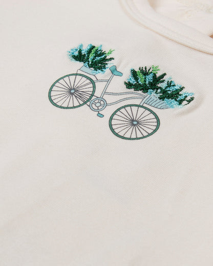 Baby "Bicycle Basket of Blooms" Rayon-Blend Embroidered Footie