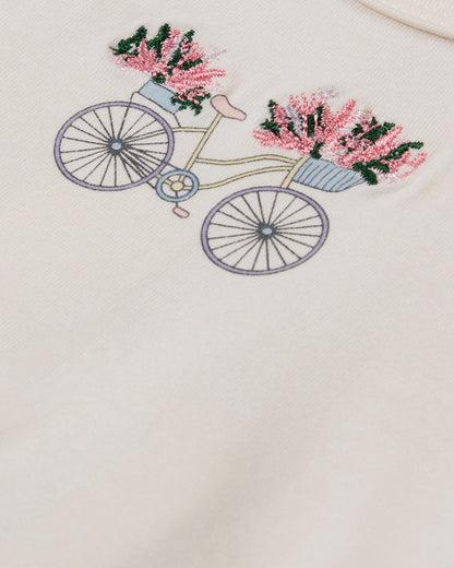 Baby "Bicycle Basket of Blooms" Rayon-Blend Embroidered Footie