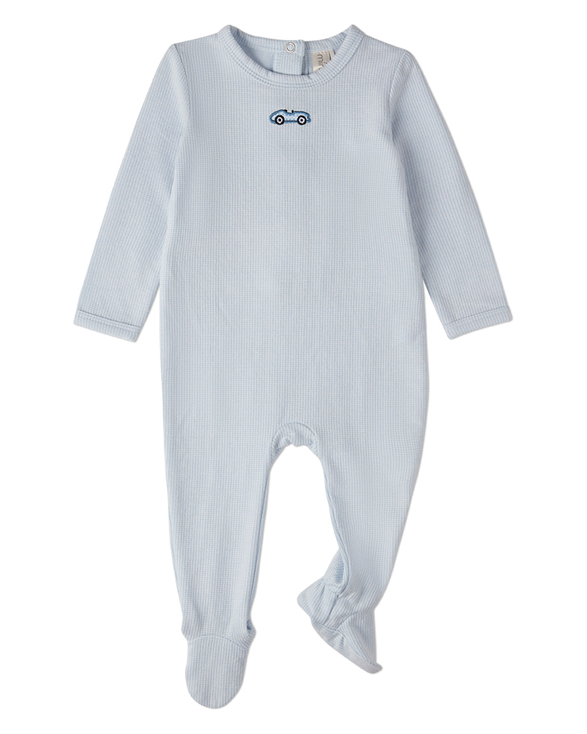 Baby Boys Nylon/Cotton/Rayon Footie with Vintage Embroidered Race Car