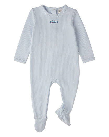Baby Boys Nylon/Cotton/Rayon Footie with Vintage Embroidered Race Car