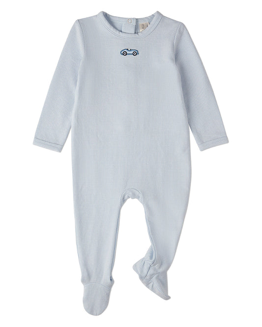 Baby Boys Nylon/Cotton/Rayon Footie with Vintage Embroidered Race Car