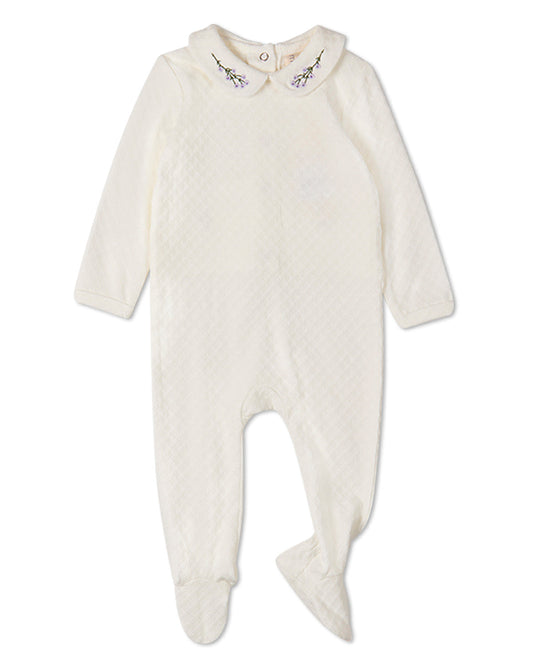 Baby Girls "Lilacs Are The Sweetest Bloom" Embroidered Footie