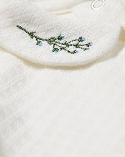 Baby Unisex "Blue Buds Sweetest Bloom" Cotton/Rayon Embroidered Footie