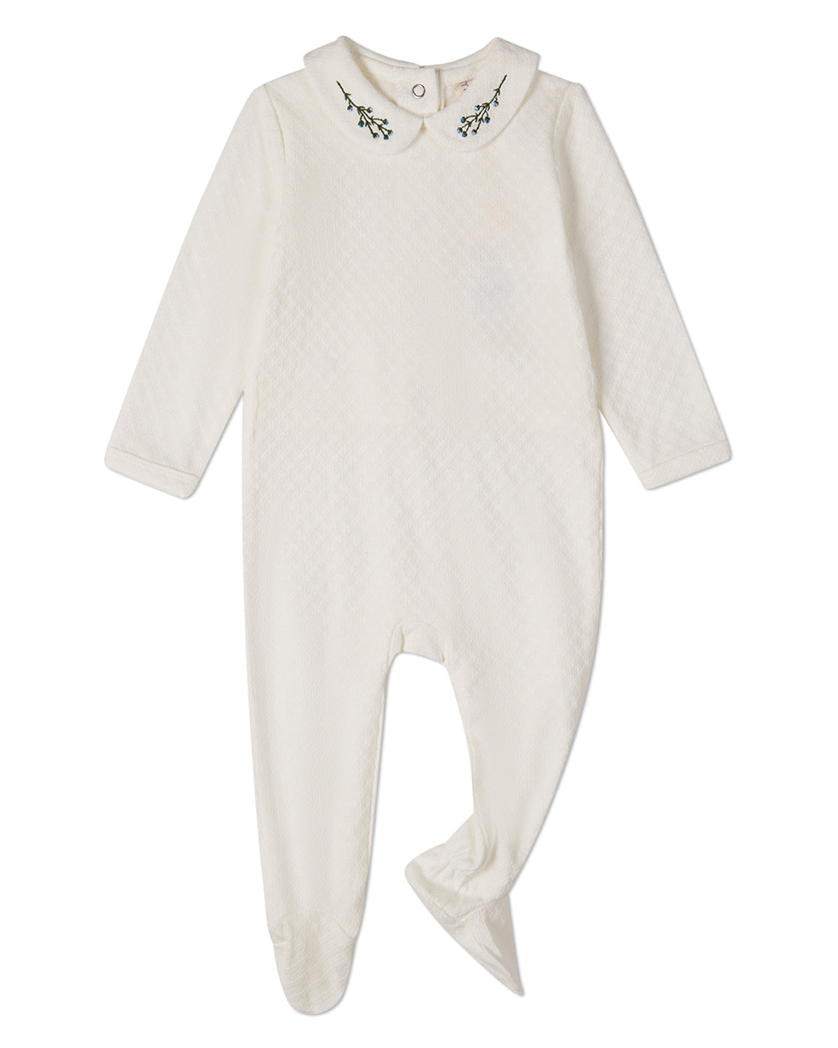 Baby Unisex "Blue Buds Sweetest Bloom" Cotton/Rayon Embroidered Footie