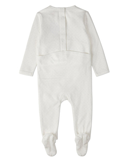 Baby Boys "Put A Bow On It" 100% Cotton Polka-Dot Embroidered Footie