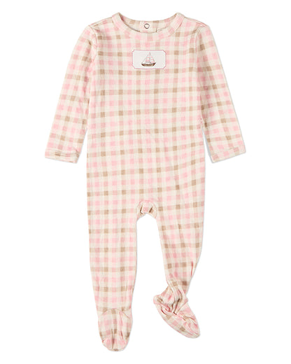 Baby "Let Your Dreams Set Sail" Rayon/Cotton Plaid Pointelle Footie