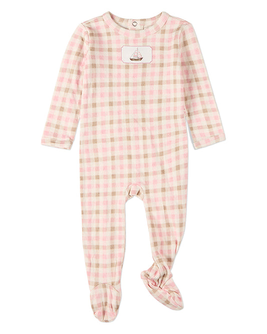 Baby "Let Your Dreams Set Sail" Rayon/Cotton Plaid Pointelle Footie