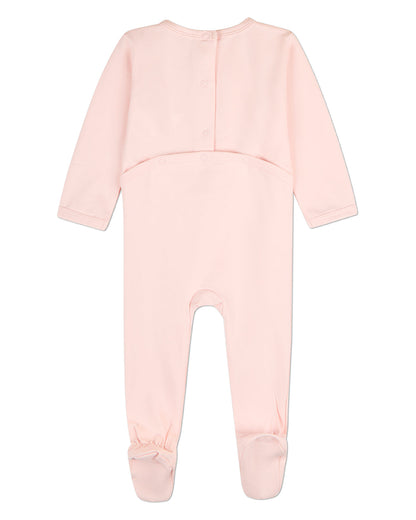 Baby Girls "Sitting Goose" Cotton-Rich Embroidered Footie