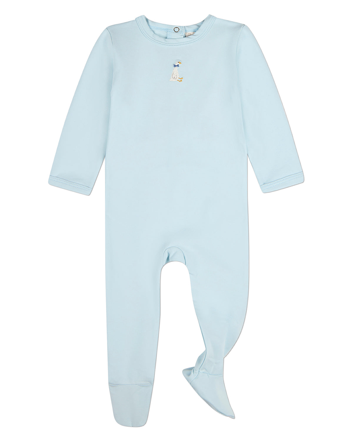 Baby Boys "Sitting Goose" Cotton-Rich Embroidered Footie