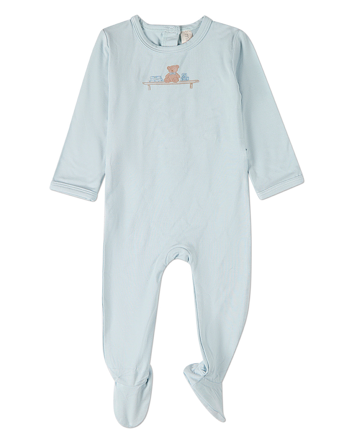 Baby "Bear On A Shelf" Modal-Blend Back-Snap Footie