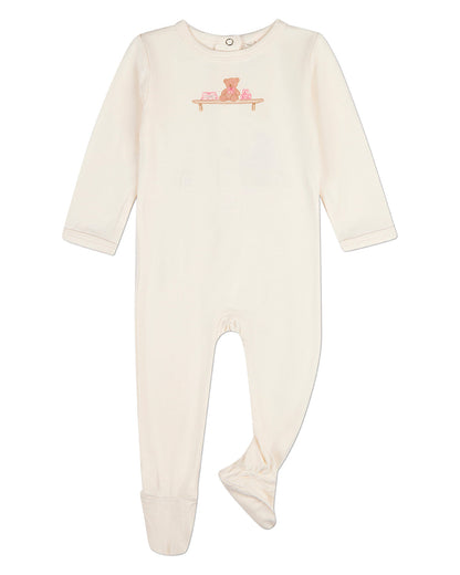 Baby "Bear On A Shelf" Modal-Blend Back-Snap Footie