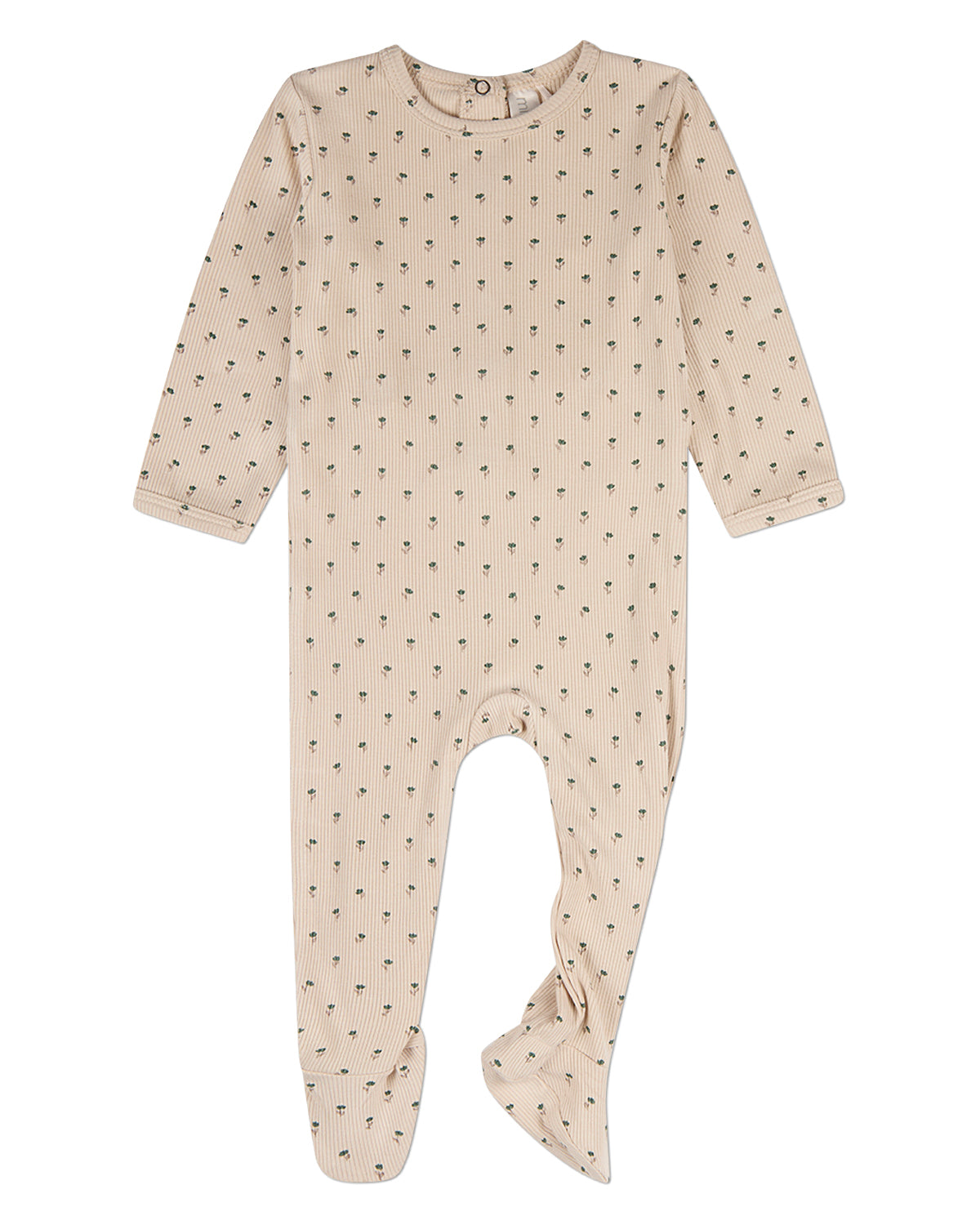 Baby "Tulip Fields" Mini-Ribbed Rayon-Blend Back-Snap Footie