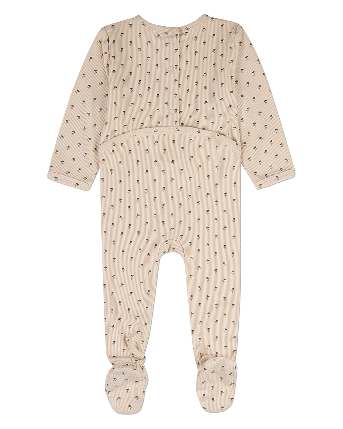 Baby "Tulip Fields" Mini-Ribbed Rayon-Blend Back-Snap Footie