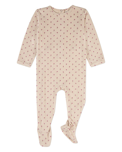 Baby "Tulip Fields" Mini-Ribbed Rayon-Blend Back-Snap Footie