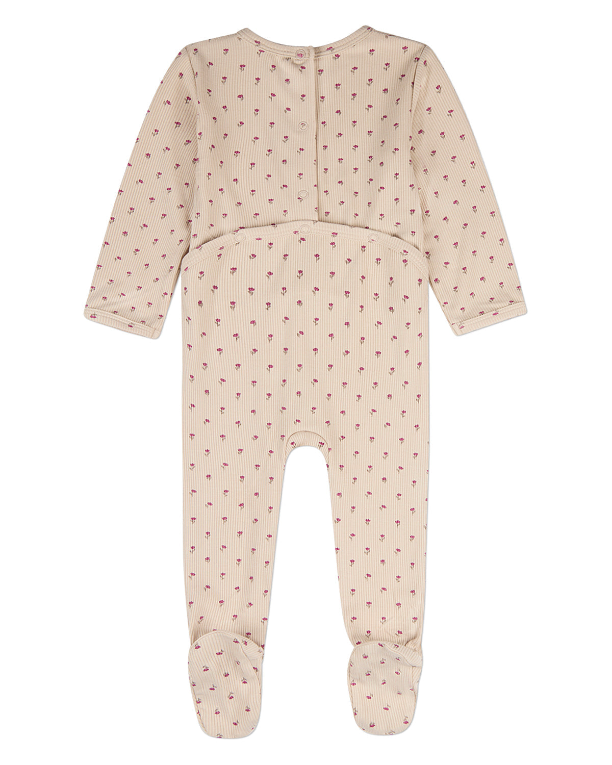Baby "Tulip Fields" Mini-Ribbed Rayon-Blend Back-Snap Footie