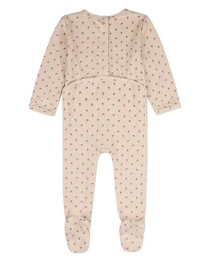 Baby "Tulip Fields" Mini-Ribbed Rayon-Blend Back-Snap Footie